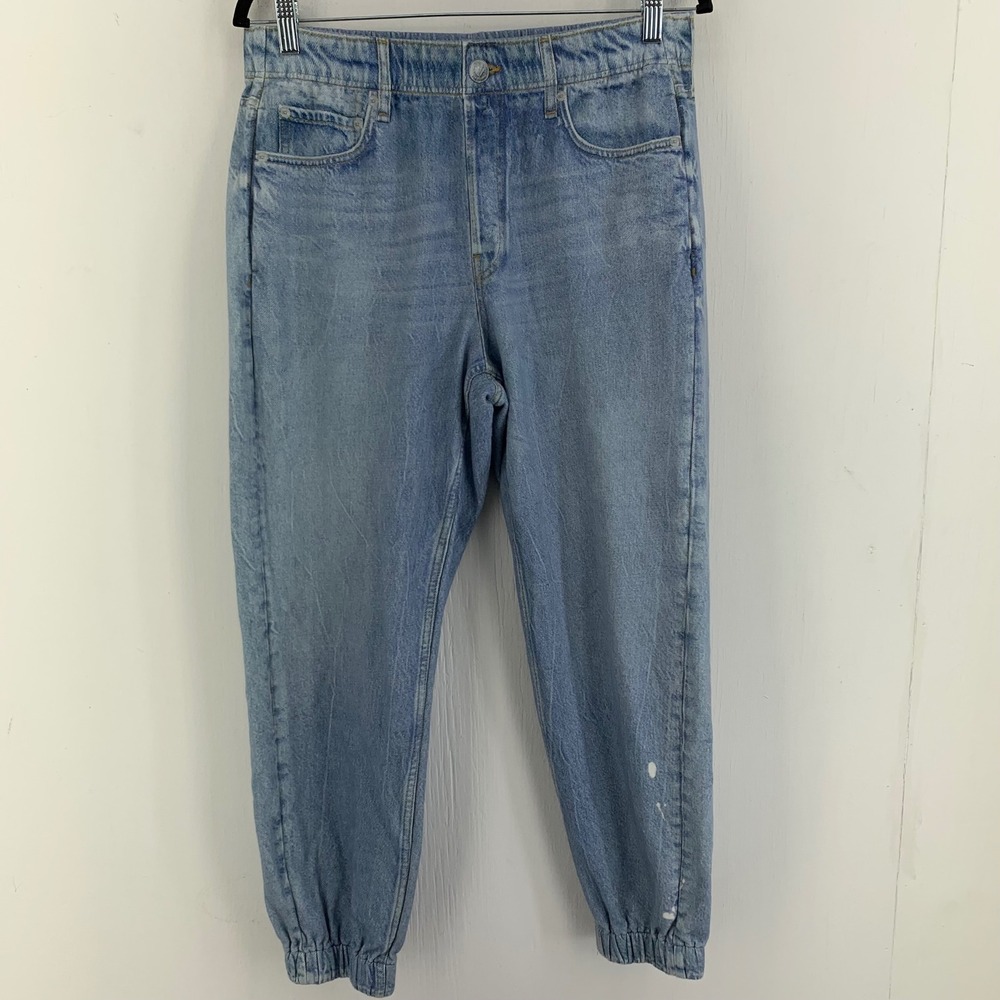 Rag & Bone Miramar Blue Cotton Terry Jogger Sweatpant Jeans Large Distressed